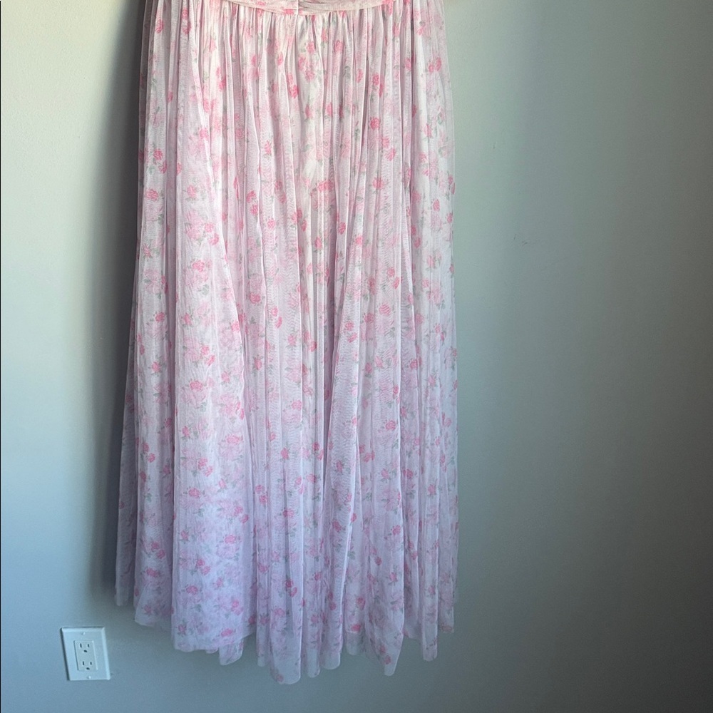 JESSAKAE Promenade Puff Sleeve Floral Print Maxi Dress, Pink And White Large - Picture 7 of 13